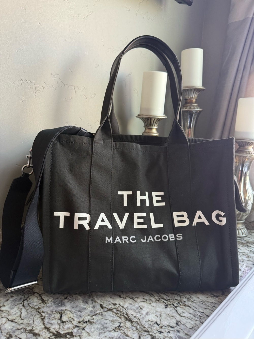 Marc Jacobs Black 'The Travel Bag' Tote with Detachable Strap